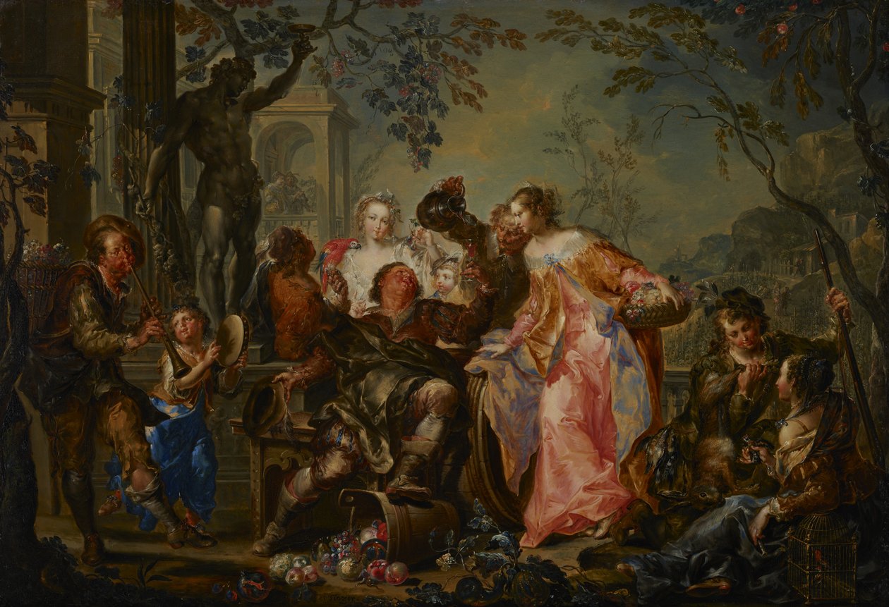 Mevsimlerin Zevkleri: Sonbahar, c.1730 (masonit destekli bakır üzerine yağlı boya) by Johann Georg Platzer