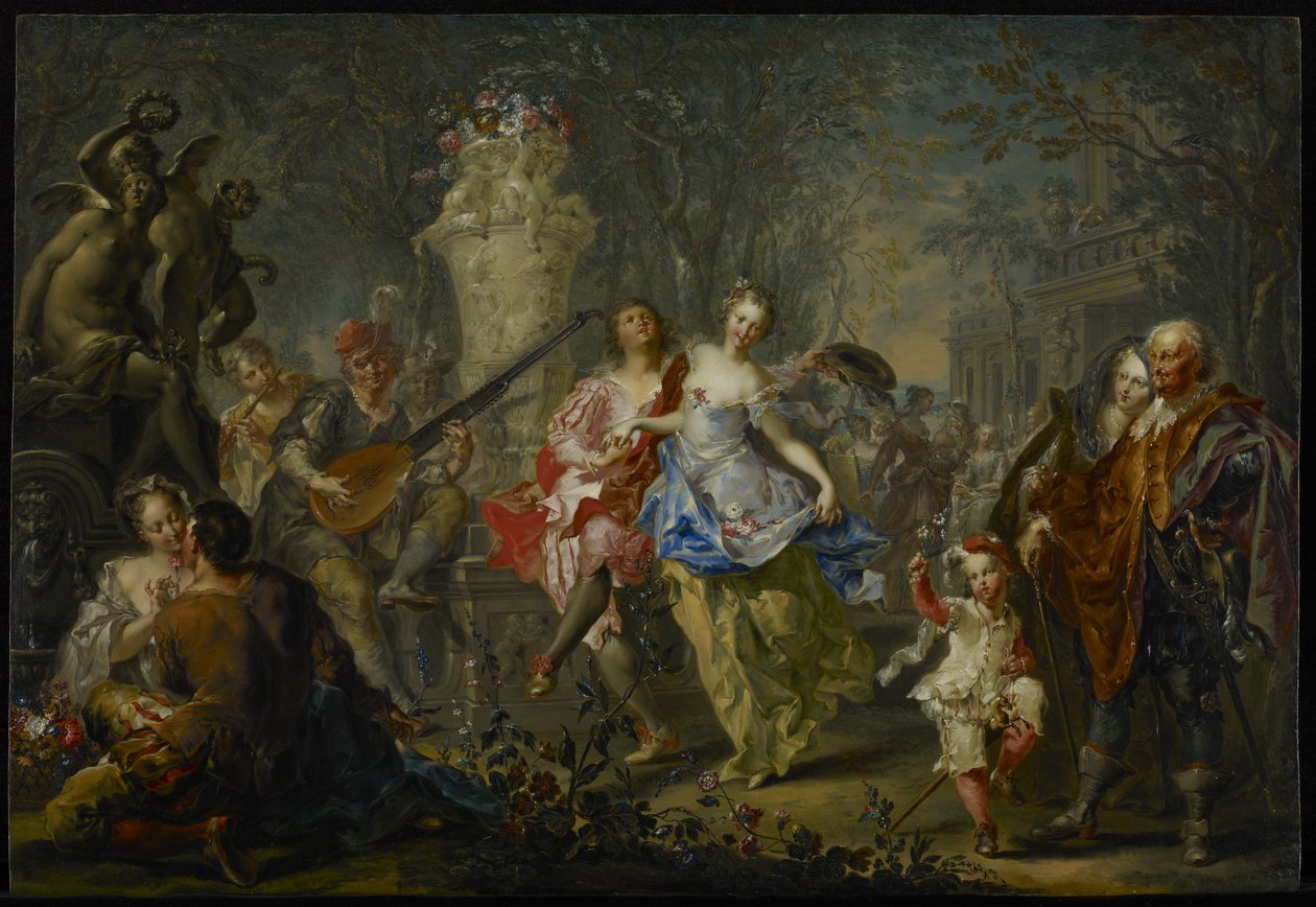 Mevsimlerin Zevkleri: İlkbahar, c.1730 (bakır üzeri yağlı boya) by Johann Georg Platzer