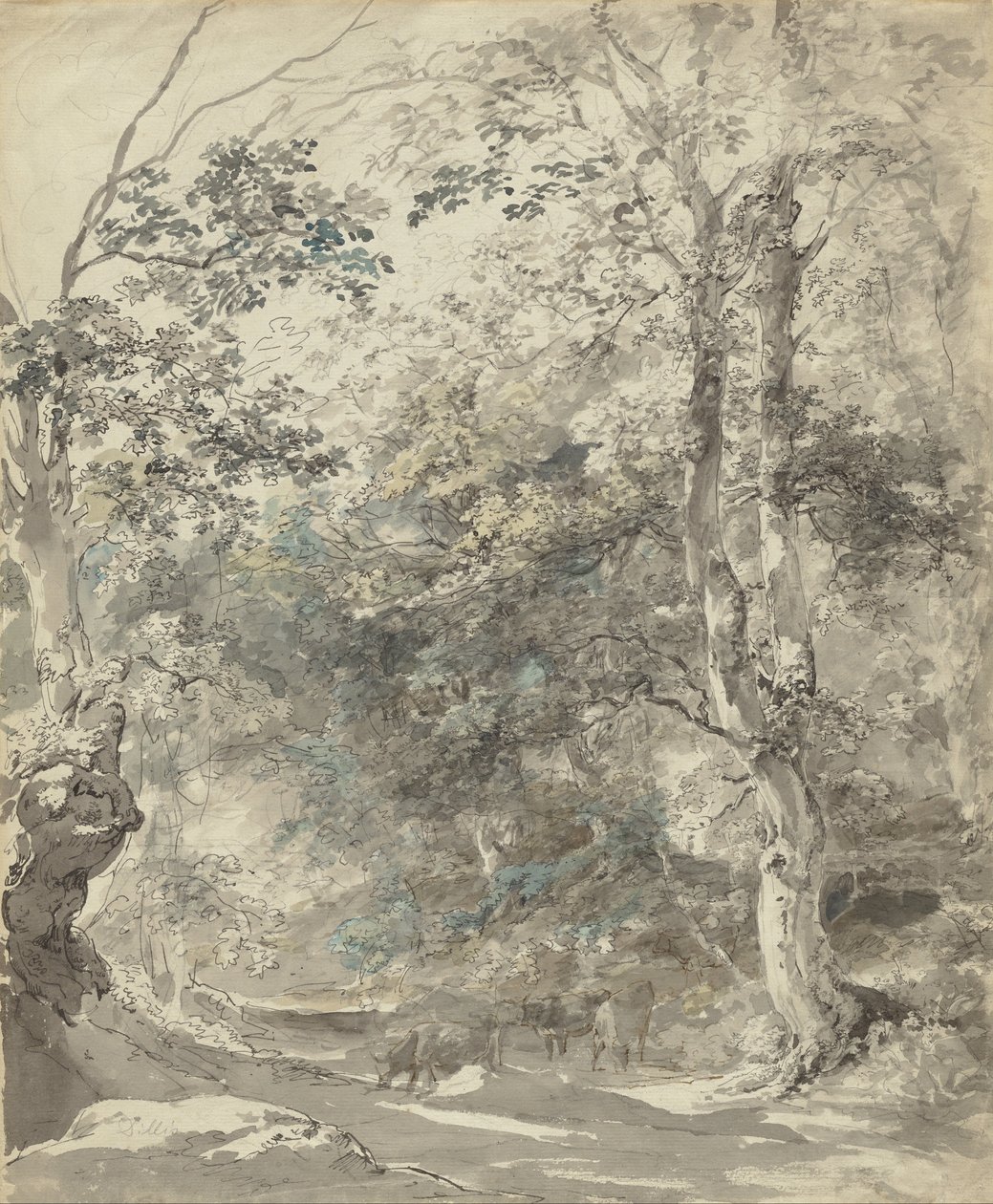 İnekler ile ormanlık manzara by Johann Georg vonm Dillis