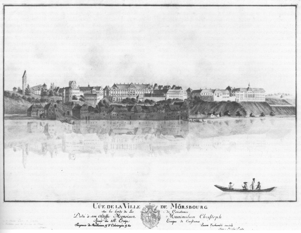 Gölden Meersburg şehrinin görünümü. by Johann Heinrich Bleuler