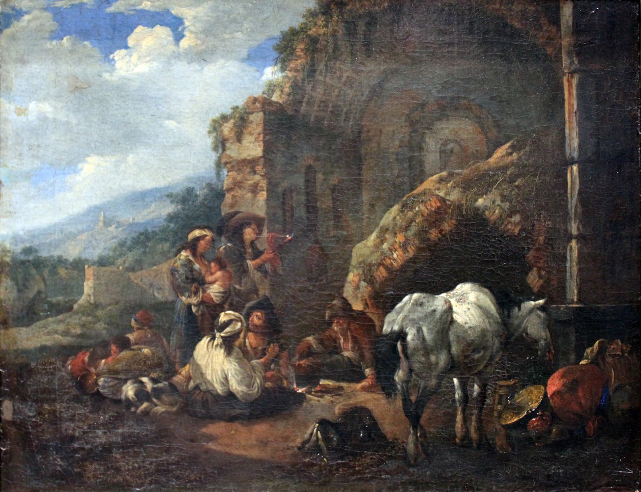 Bir Roma Harabesinde Çingene Kampı by Johann Heinrich Roos