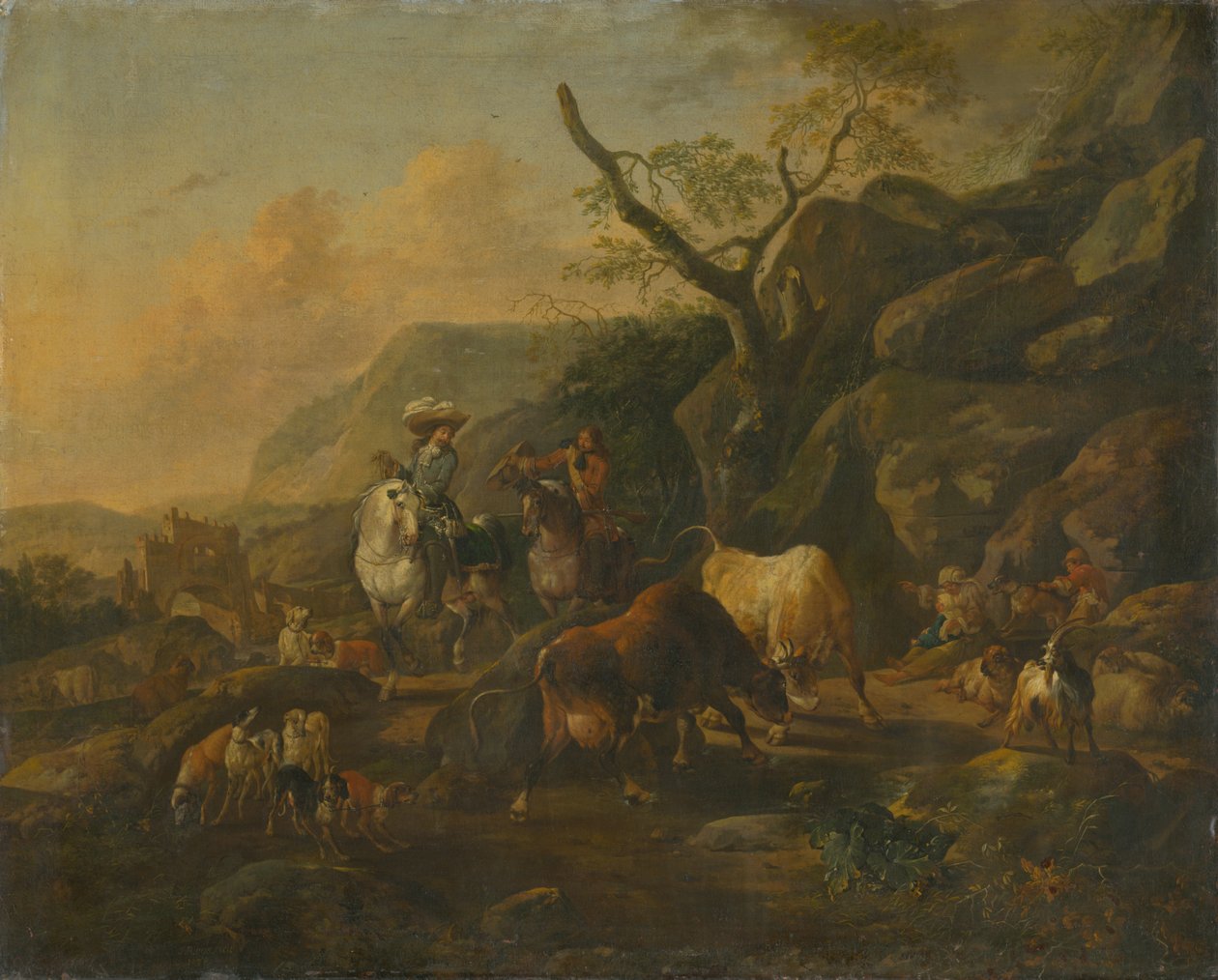 Avcılar ile Manzara by Johann Heinrich Roos