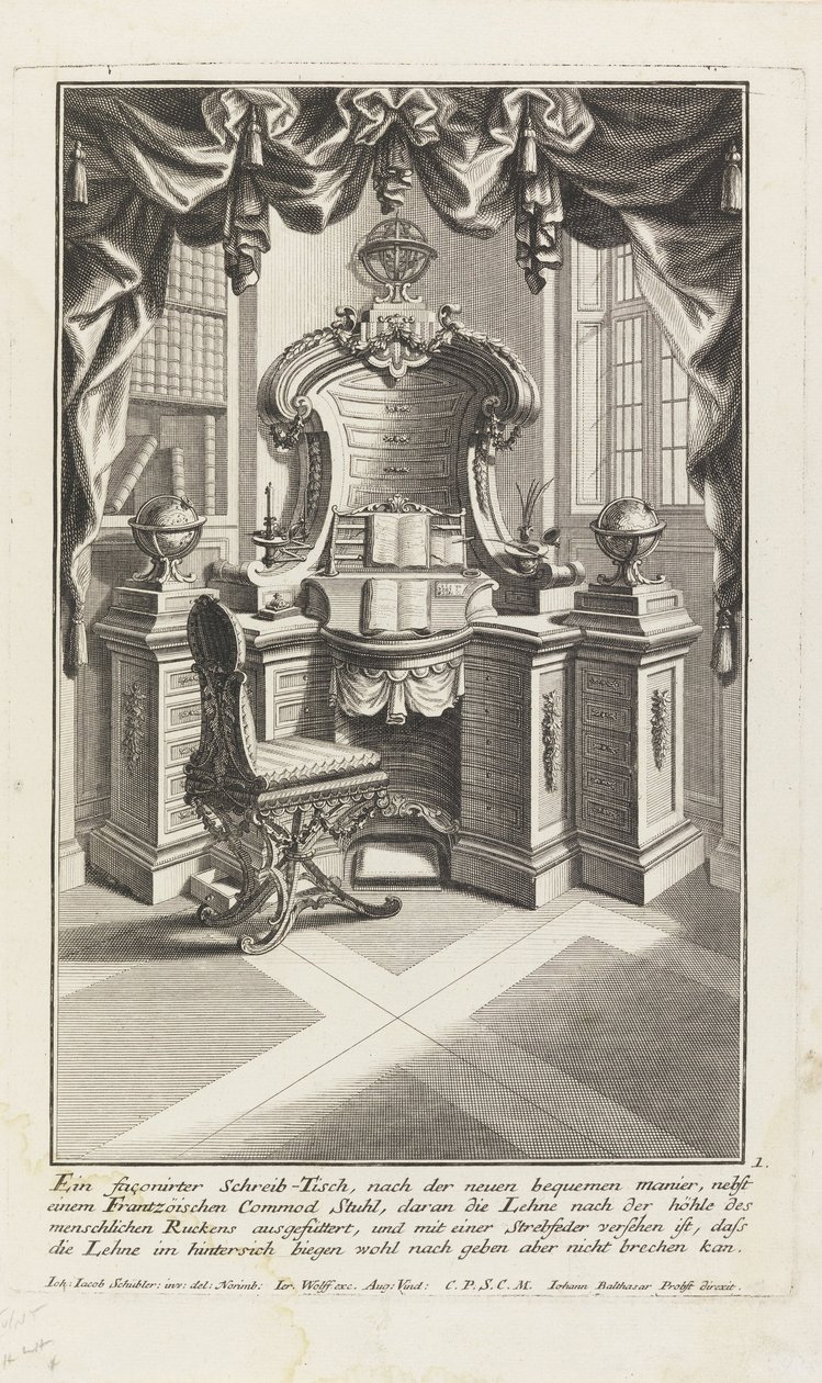 Şekilli bir sıra, ... (Yazı Masası ve Sandalye) by Johann Jacob Schubler