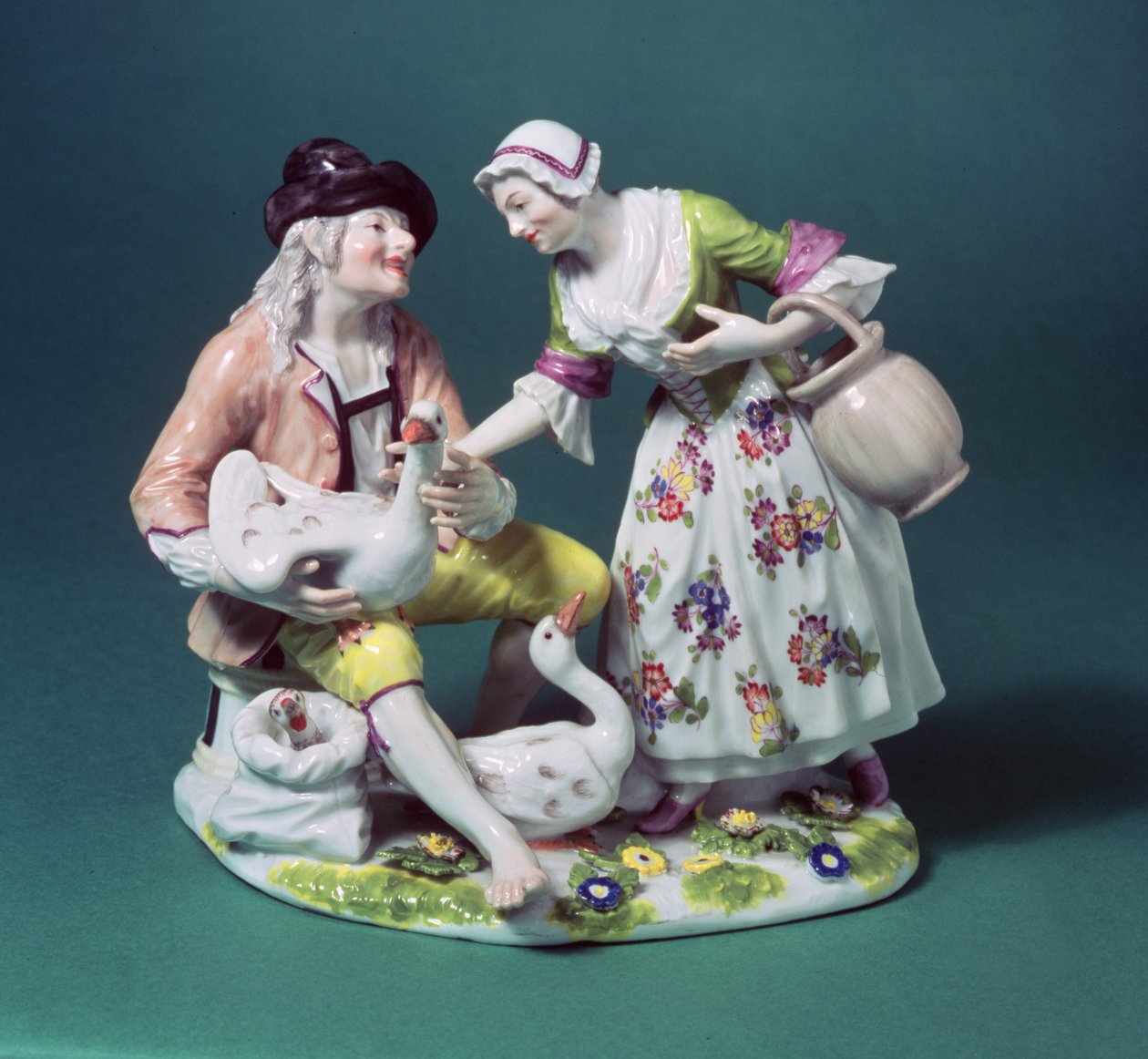 Bir kümes hayvanı satıcısının Meissen figürü, c.1750 (porselen) by Johann Joachim Kaendler
