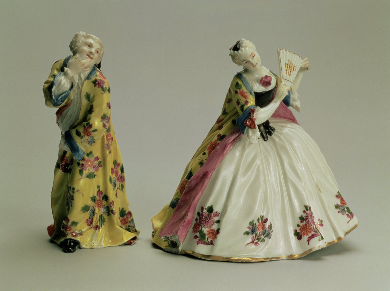 Figür çifti: Doğu Elbiseli Adam ve Yelpazeli Kadın, Meissen, 1736 (porselen) by Johann Joachim Kaendler