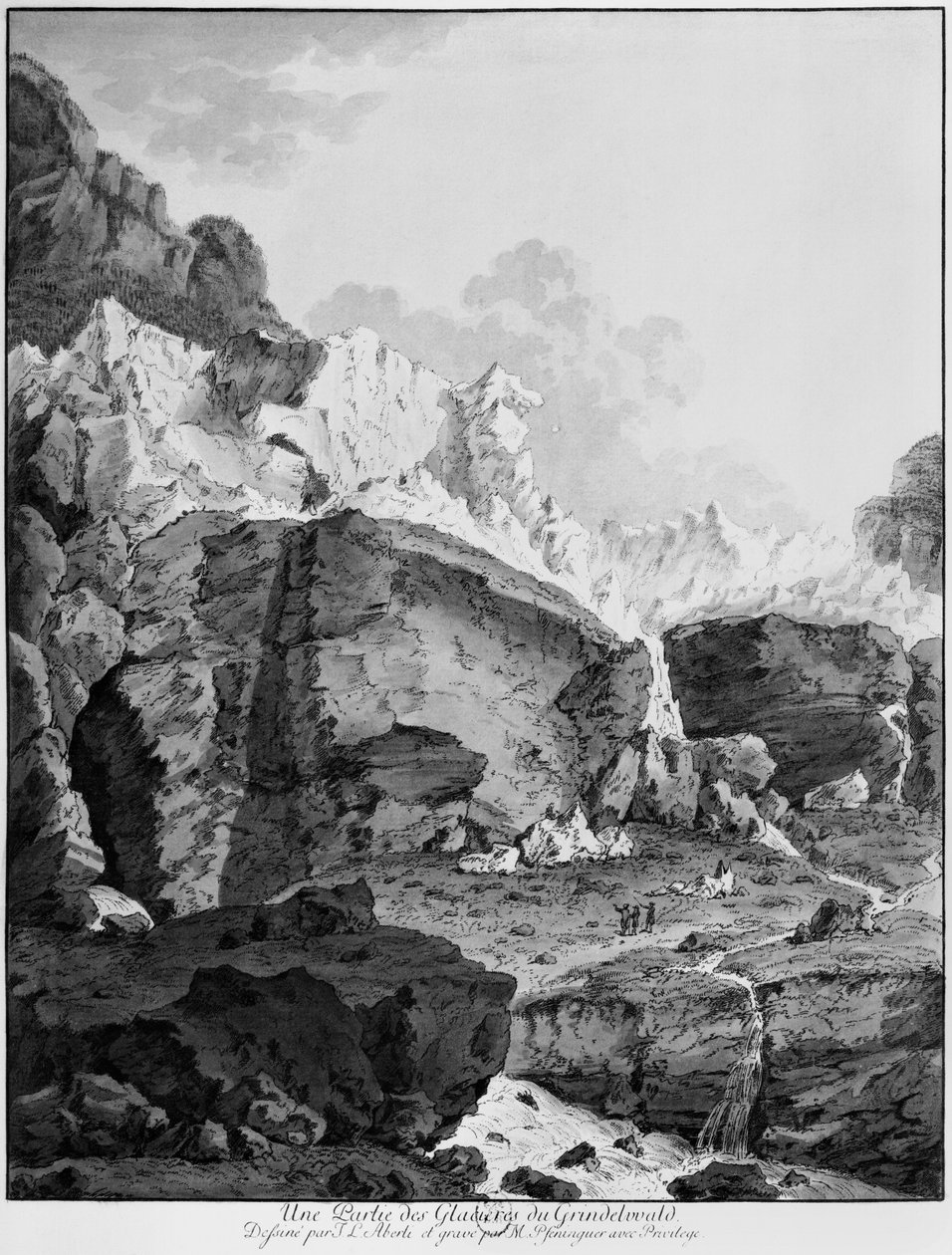 Mathias Pfenninger (1739-1813) tarafından oyulmuş Grindelwald Buzulları by Johann Ludwig Aberli