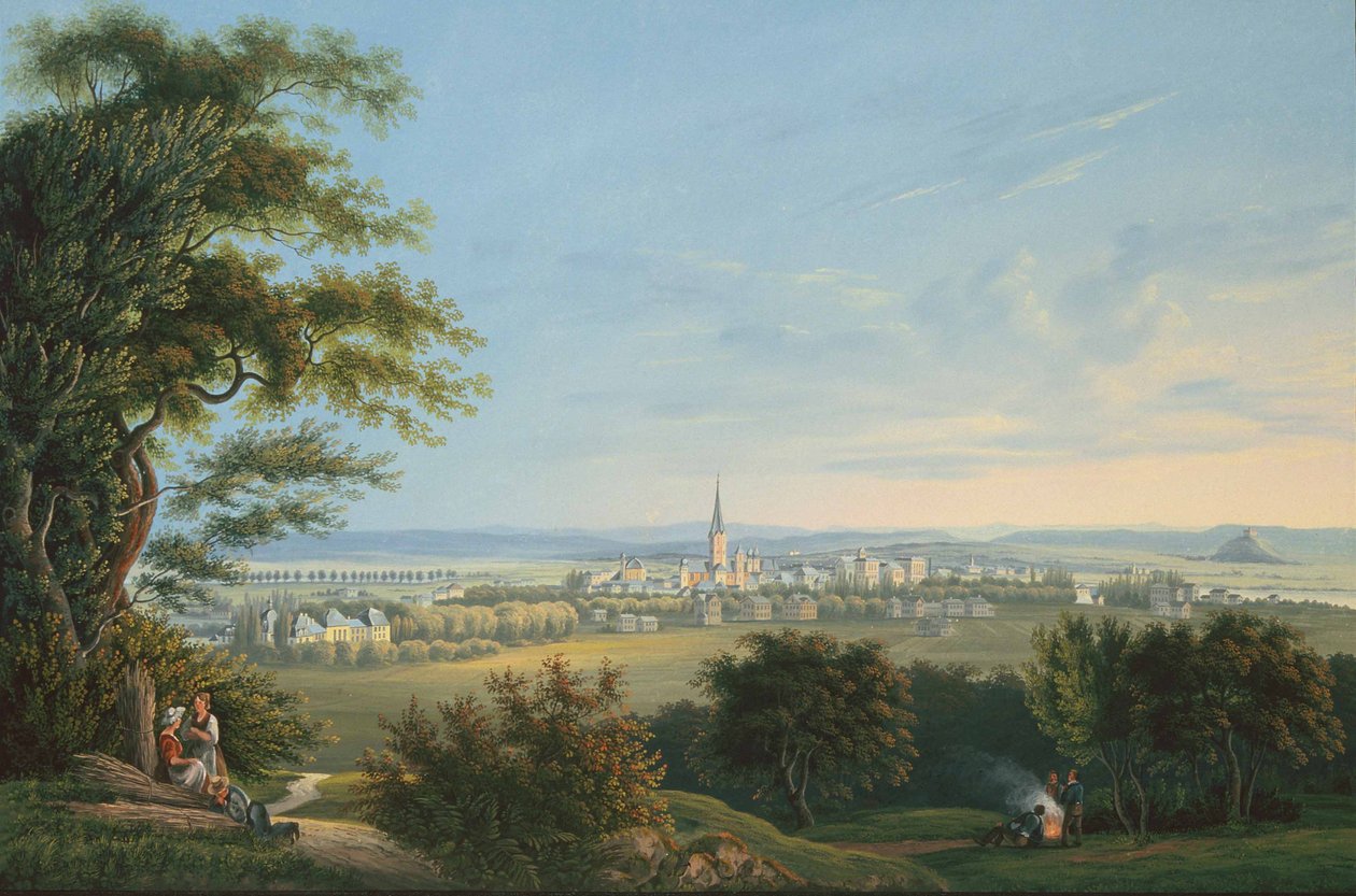 Vevay şehri ve çevresinin görünümü by Johann Ludwig Bleuler