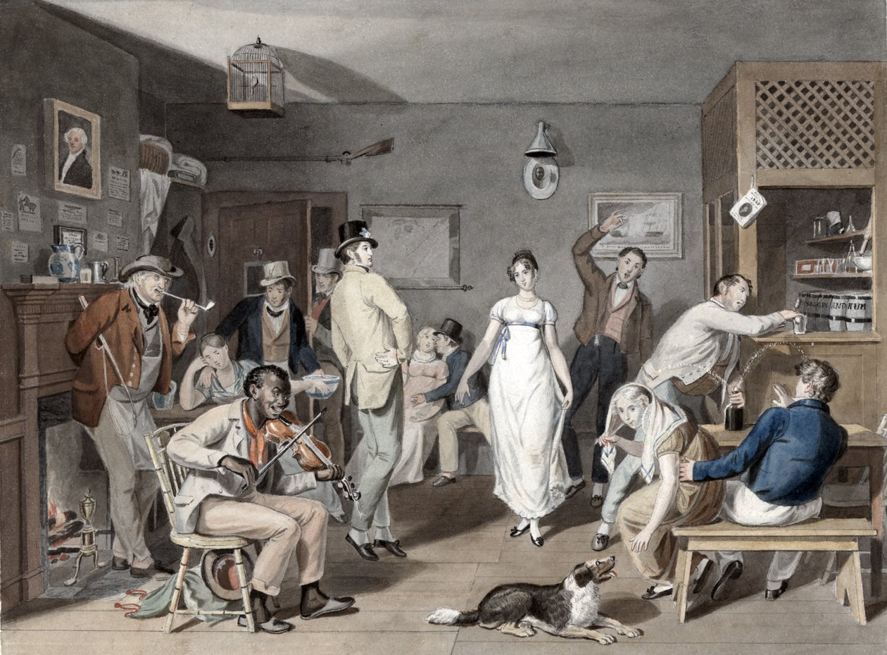 Kır dansı, c.1820 (el renkli gravür) by Johann Ludwig Krimmel