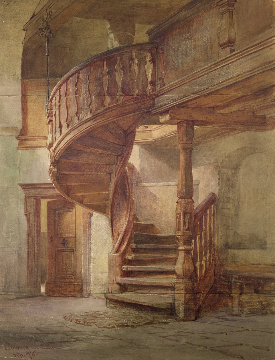 Spiral merdiven. Lahn üzerinde Limburg by Johann Martin Gensler