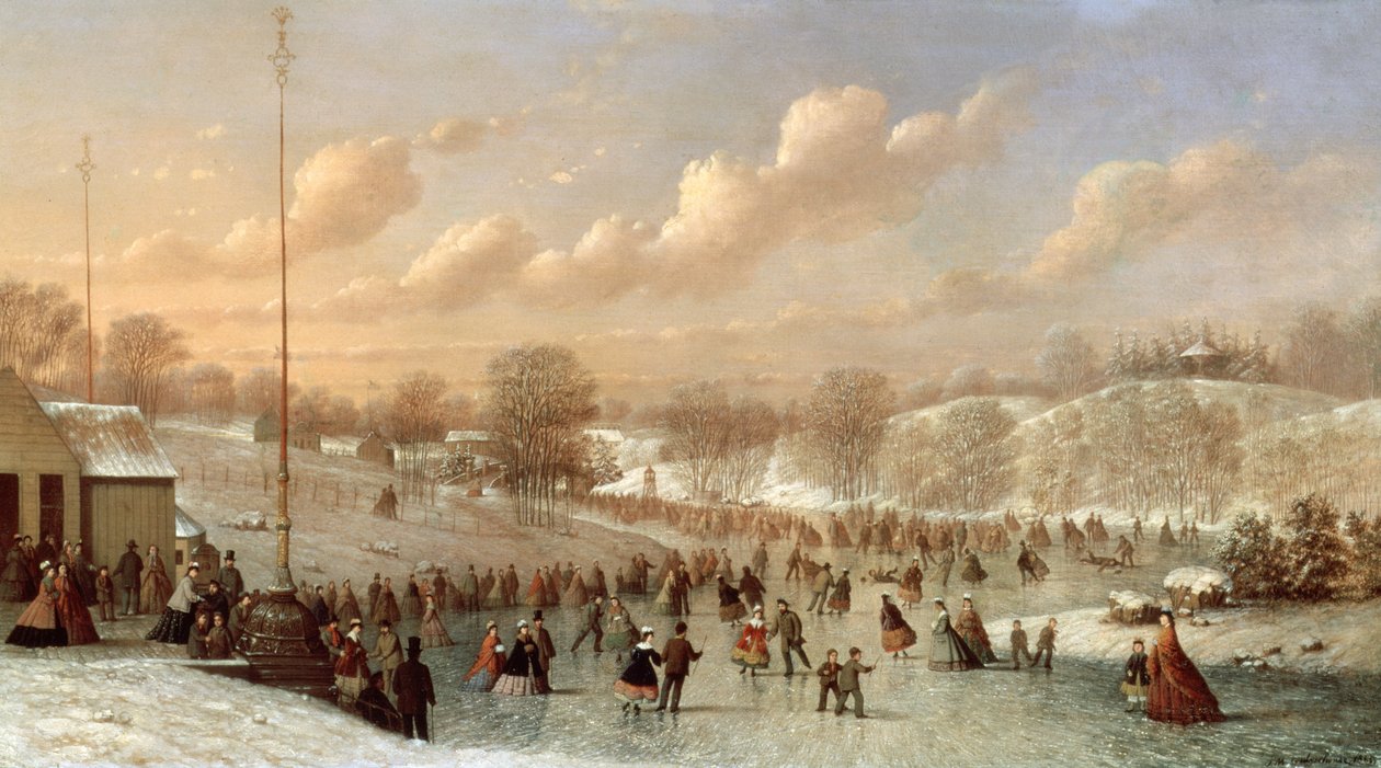 Buz Pateni Sahnesi, Central Park, 1865 by Johann Mongels Culverhouse
