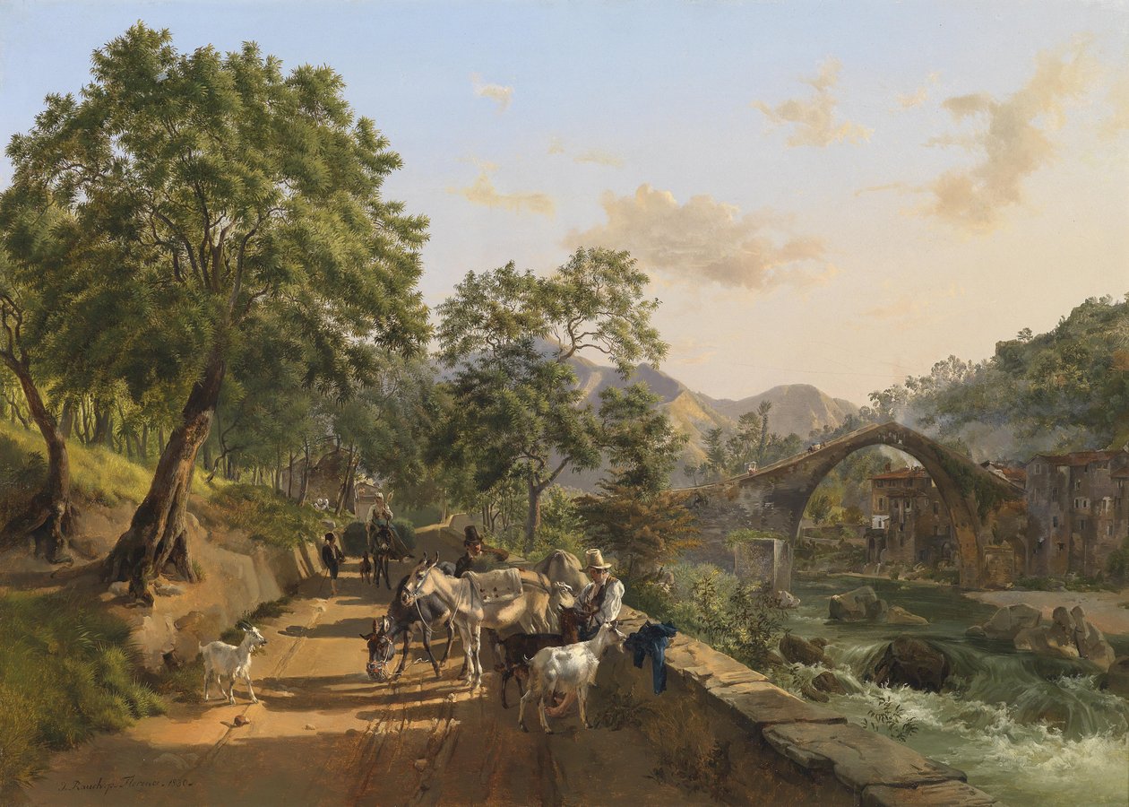Yolda dinlenin (Loro Ciuffenna köprüsü, Arezzo) by Johann Nepomuk Rauch