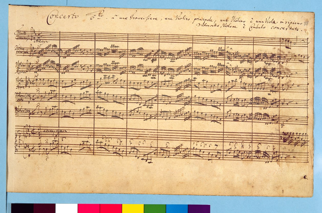 Brandenburg Konçertoları, No.5 D-Dur, 1721 (kağıt üzerine kalem ve mürekkep) (ayrıca bkz. 308416 ve 308425) by Johann Sebastian Bach