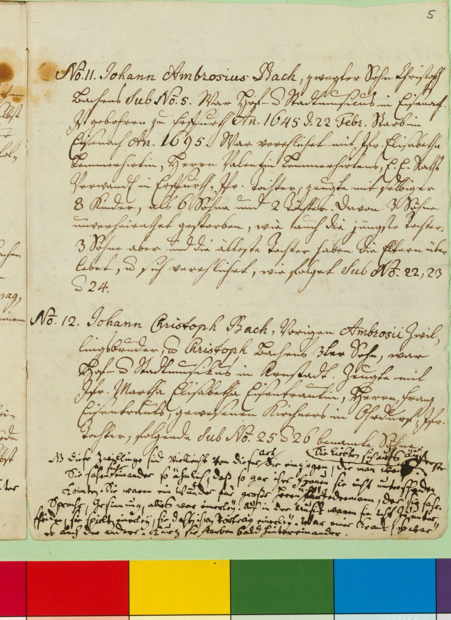 The Origin of the Musical Bach Family, (pen and ink on paper) by Johann Sebastian Bach