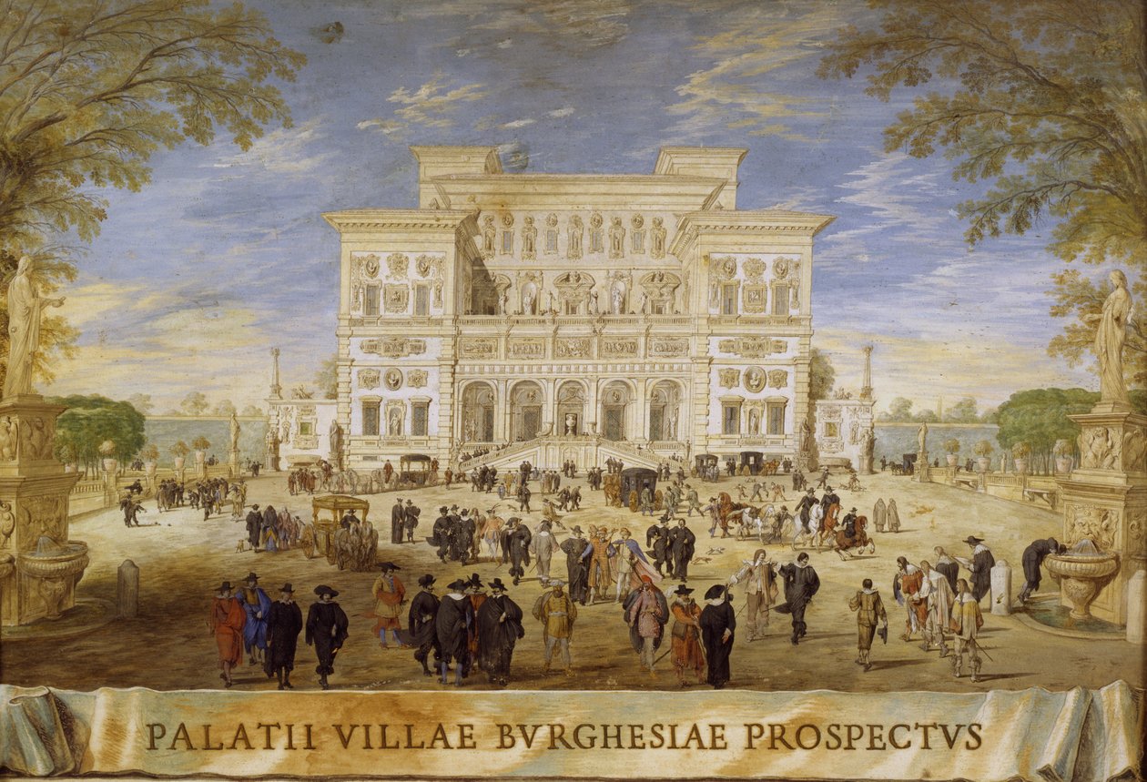 Villa Borghese'nin görünümü by Johann Wilhelm Baur
