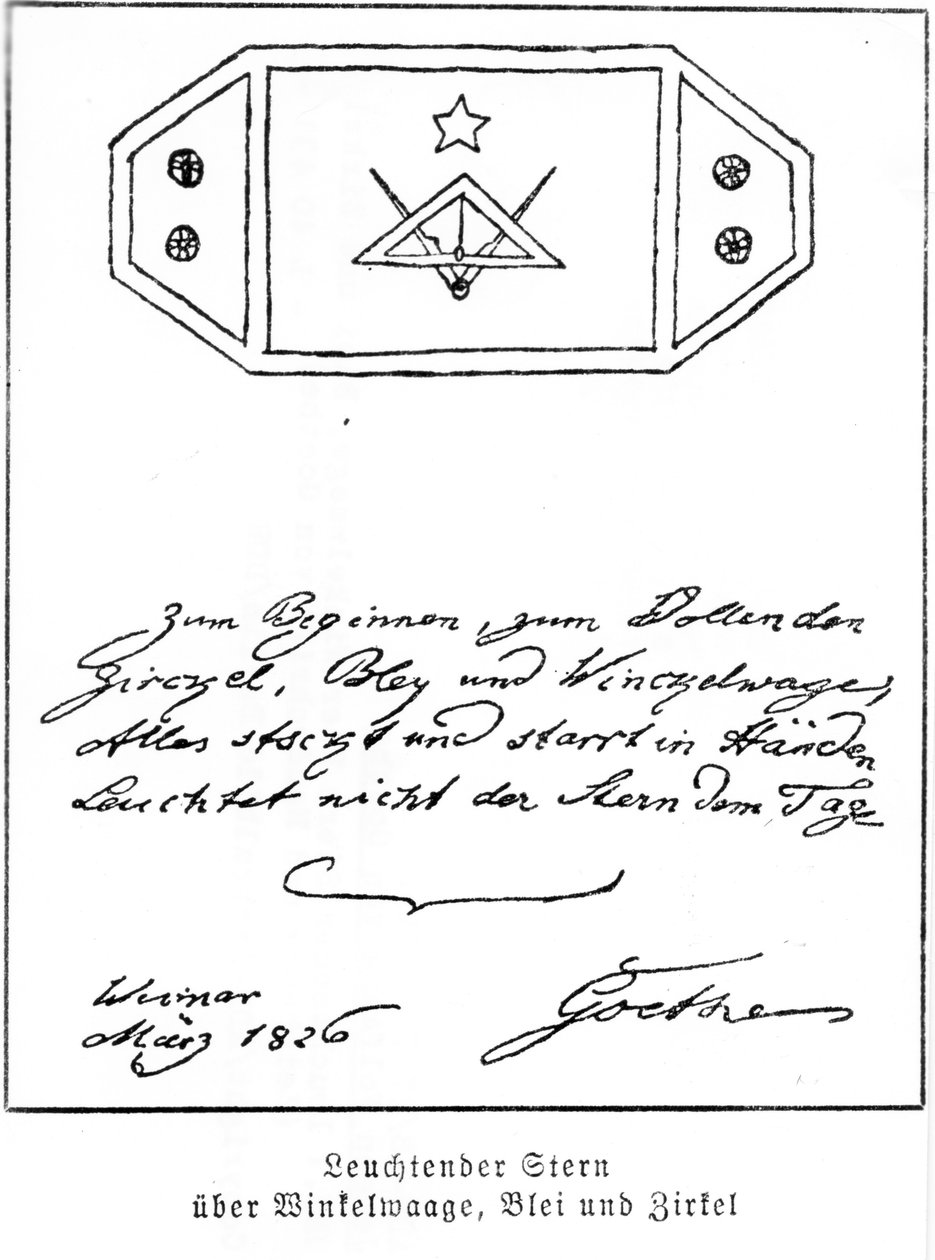 Kare ve Pusula ve kurşun üzerinde parlayan yıldız, 1826 by Johann Wolfgang von Goethe