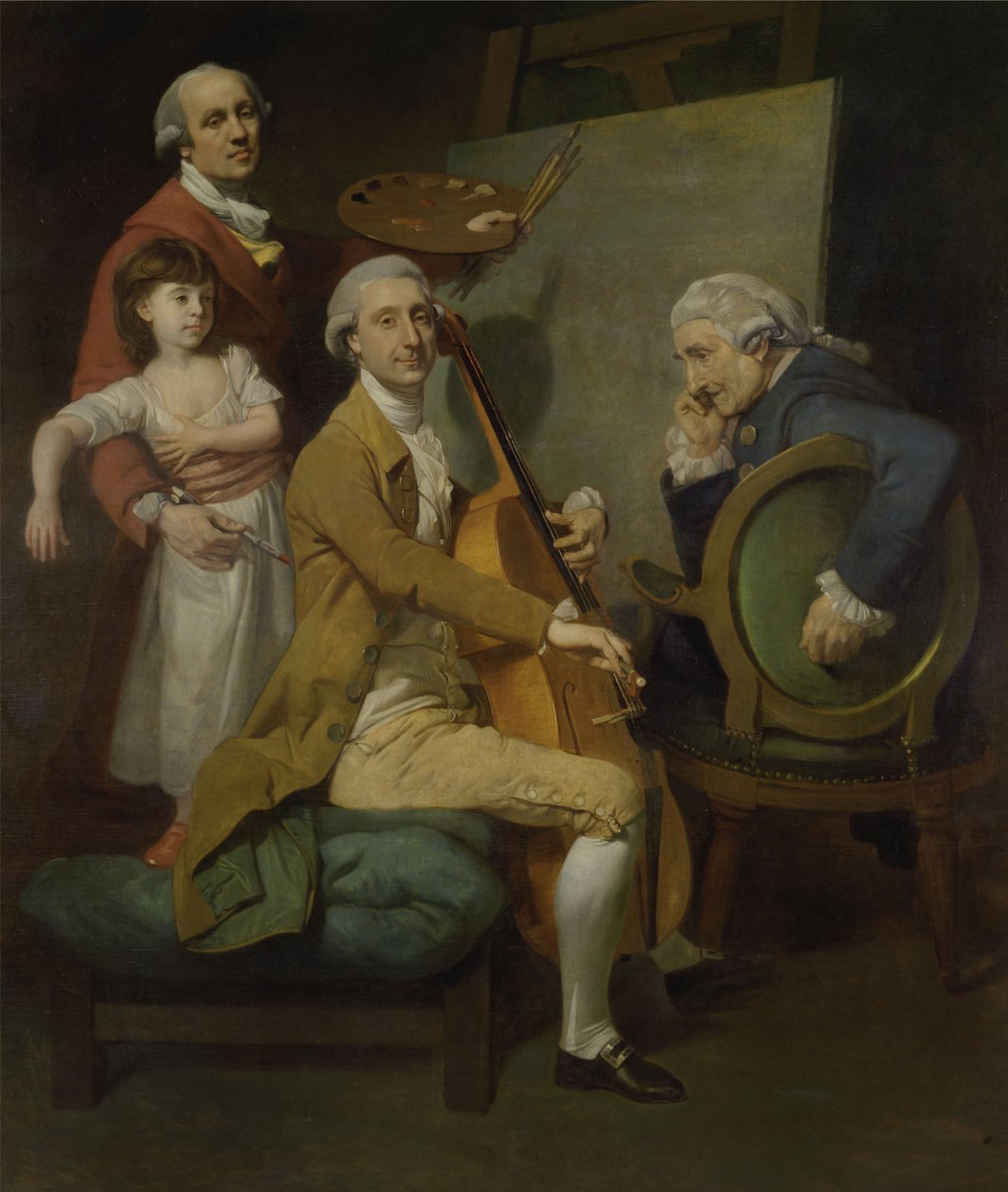Kızı Maria Theresa, James Cervetto ve Giacobbe Cervetto ile Otoportre by Johan Joseph Zoffany