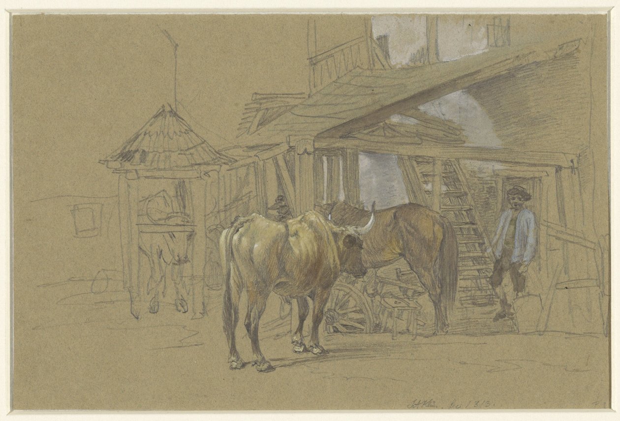 nalbantta öküz ve at by Johann Adam Klein