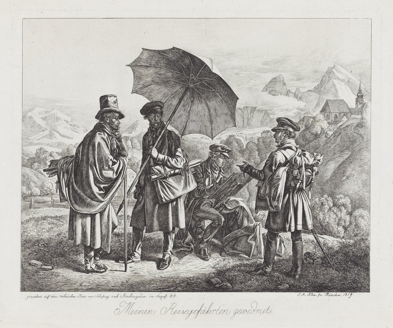 Sanatçılar Yolculuklarında, pub. 1819 by Johann Adam Klein