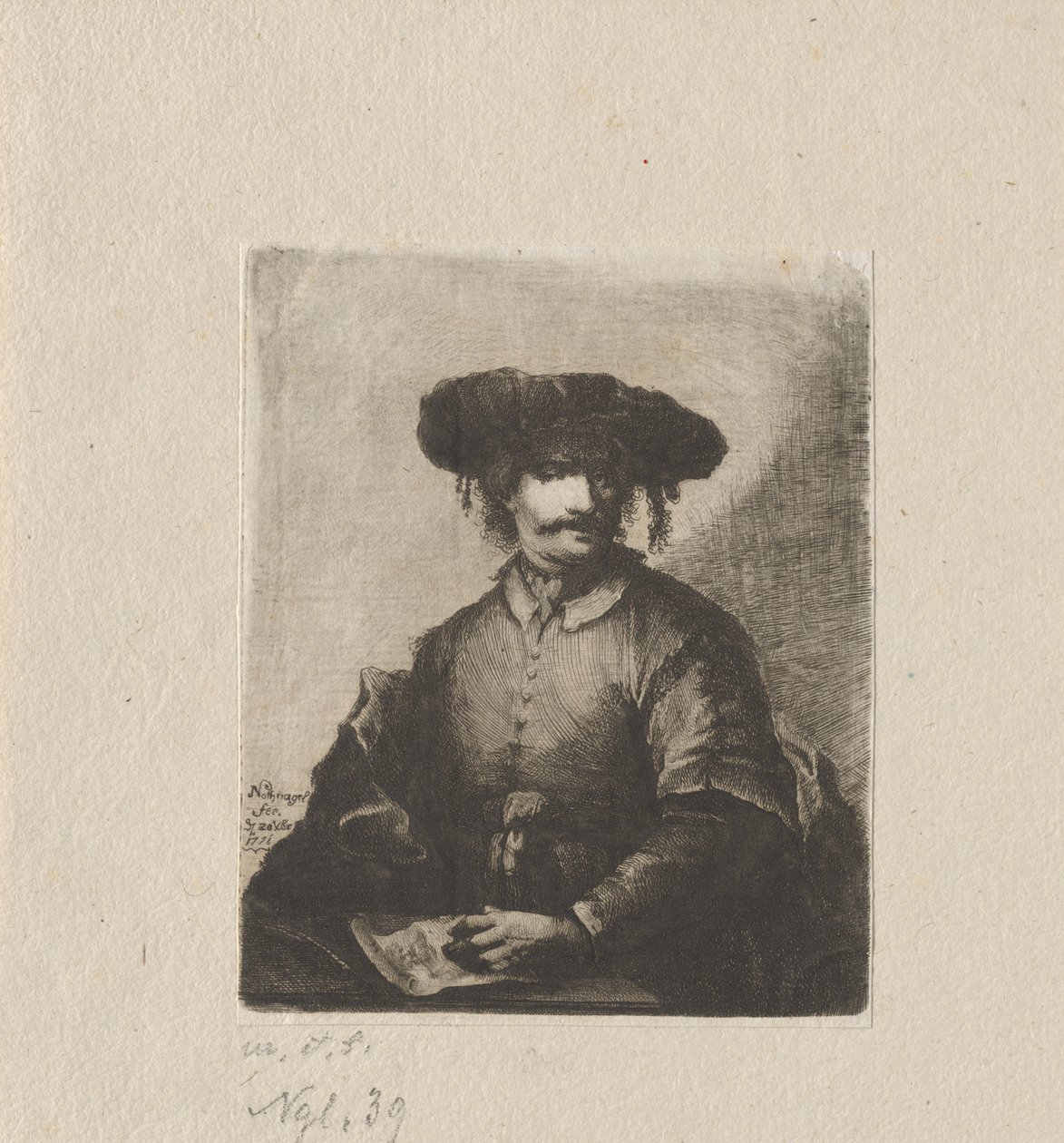 Otoportre by Johann Andreas Benjamin Nothnagel, in the manner of Rembrandt van Rijn