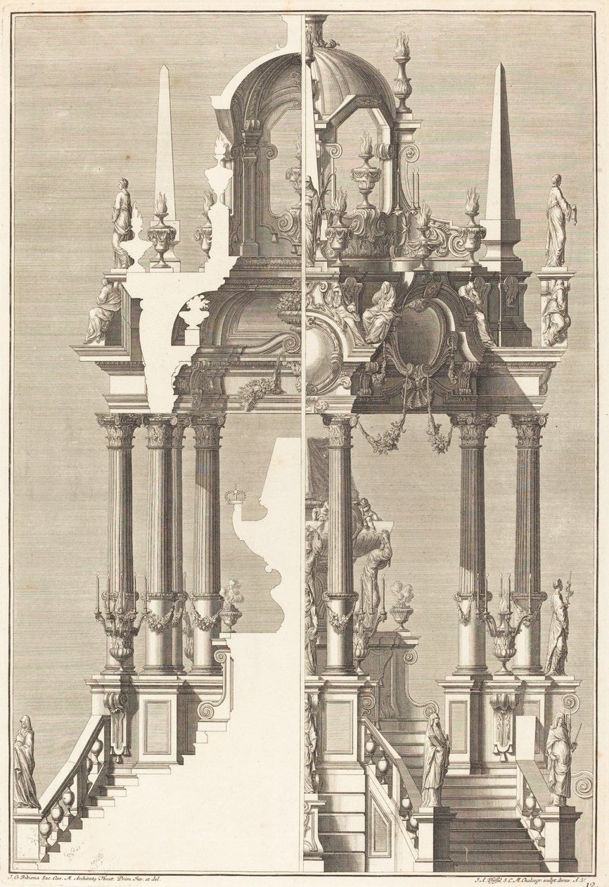 katafalk by Johann Andreas Pfeffel I after Giuseppe Galli Bibiena