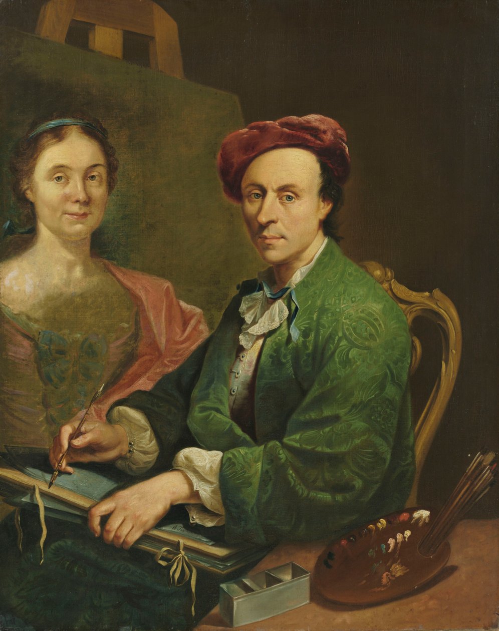 Şövalede kendi kendine portre by Johann Anton Tischbein