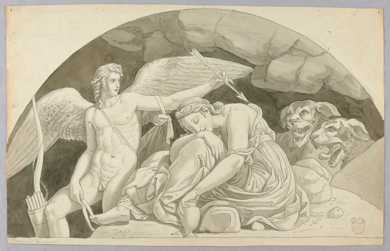Aşk Tanrısı, Proserpine Tarafından Doldurulan Vazo İçeriğiyle Yendiği Ruhu Uyandırır by Johann August Nahl the Younger