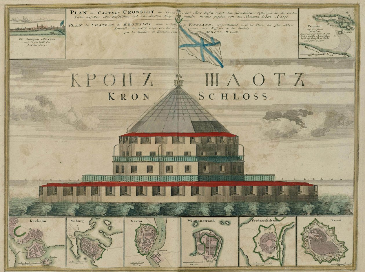 Kronstadt Kalesi Planı, 1750 by Johann Baptista Homann