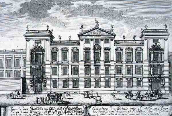 Kont John Wenceslas Sarayı, Prag, Johann Adam Delsenbach (1687-1765) 1721 (gravür) tarafından oyulmuş 