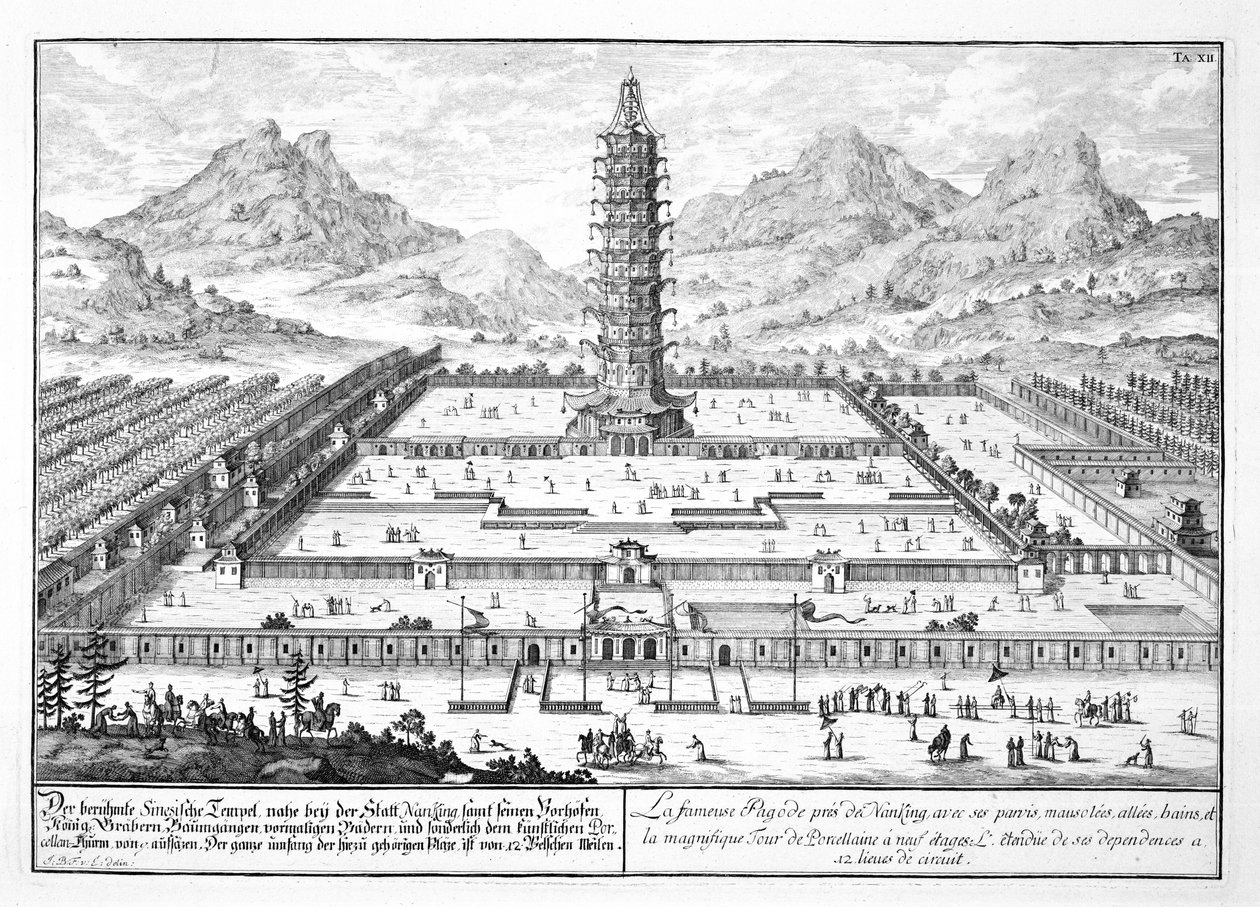 Nanking Porselen Kulesi, Johann Adam Delsenbach (1687-1765) 1721 tarafından oyulmuş 