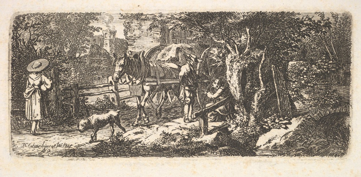 Bir araba sürücüsü tarafından verilen sadaka, 1814. by Johann Christian Erhard