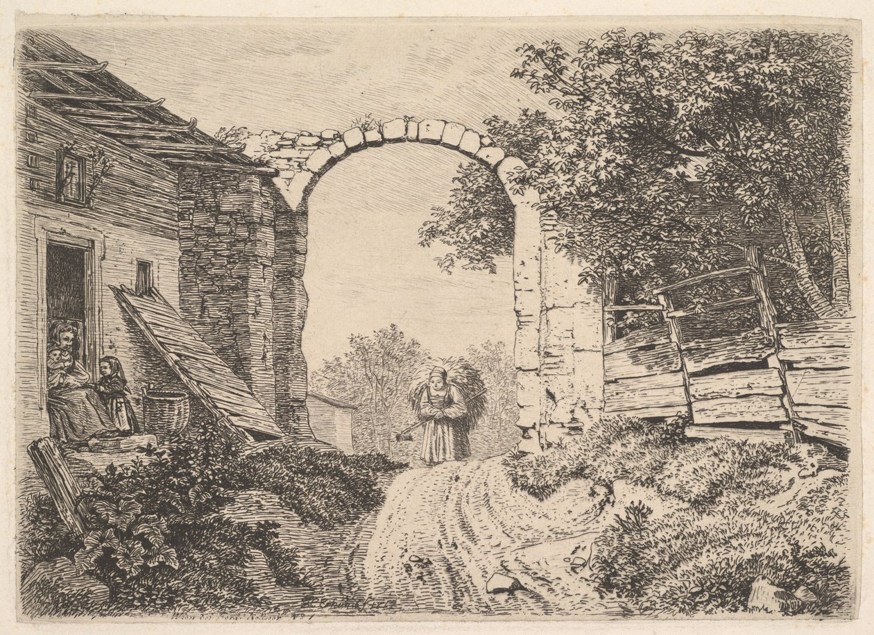 Thorbogen'in Dışında Saman Dolu Kız, 1817. by Johann Christian Erhard