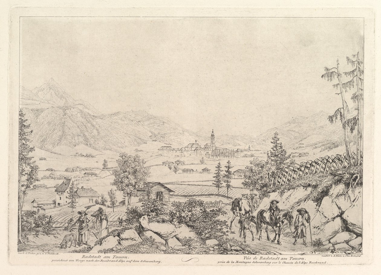 Kırsal Peyzaj, Radstadt am Tauren, 19. yüzyılın başlarında. by Johann Christian Erhard