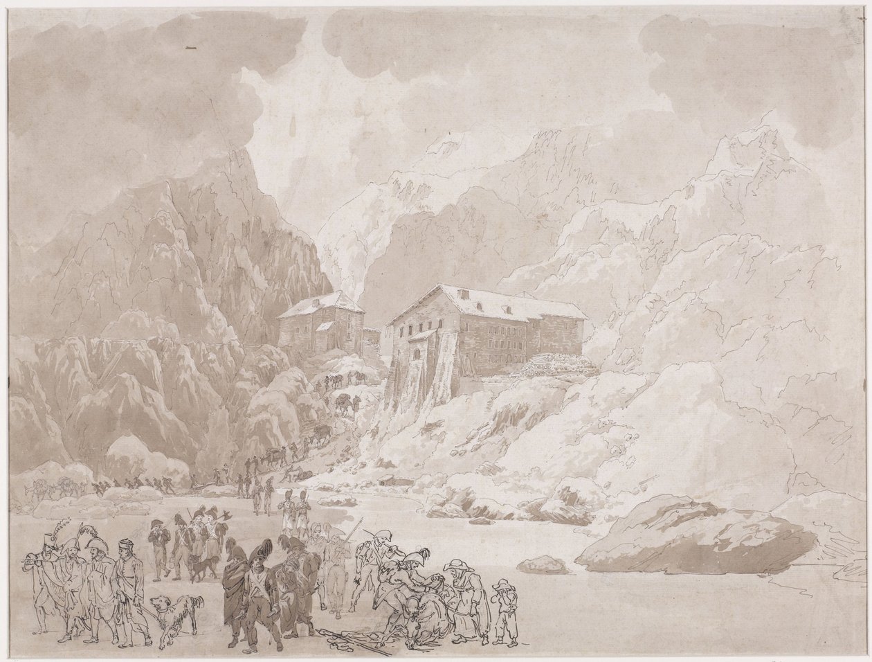 St. Bernard'da askerlerin geçişi by Johann Christian Ernst Müller