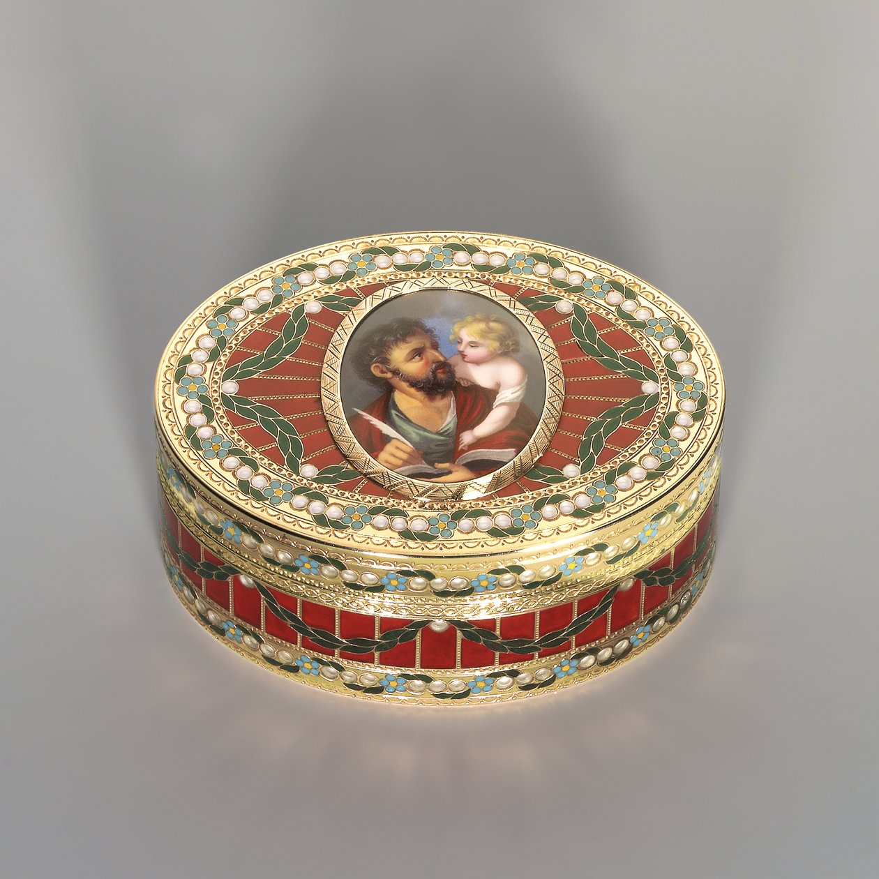 Enfiye kutusu, Dresden, c.1775-80, minyatür Cenevre, c.1800 (Sakson sert taşı, altın ve emaye) by Johann Christian Neuber