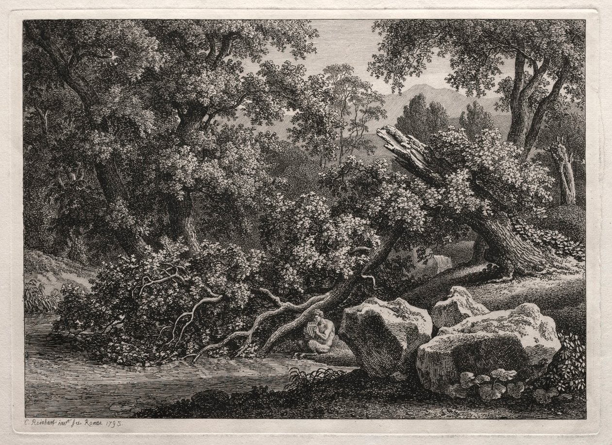 Kahramanca Manzara: Flüt Çalan Satyr by Johann Christian Reinhart