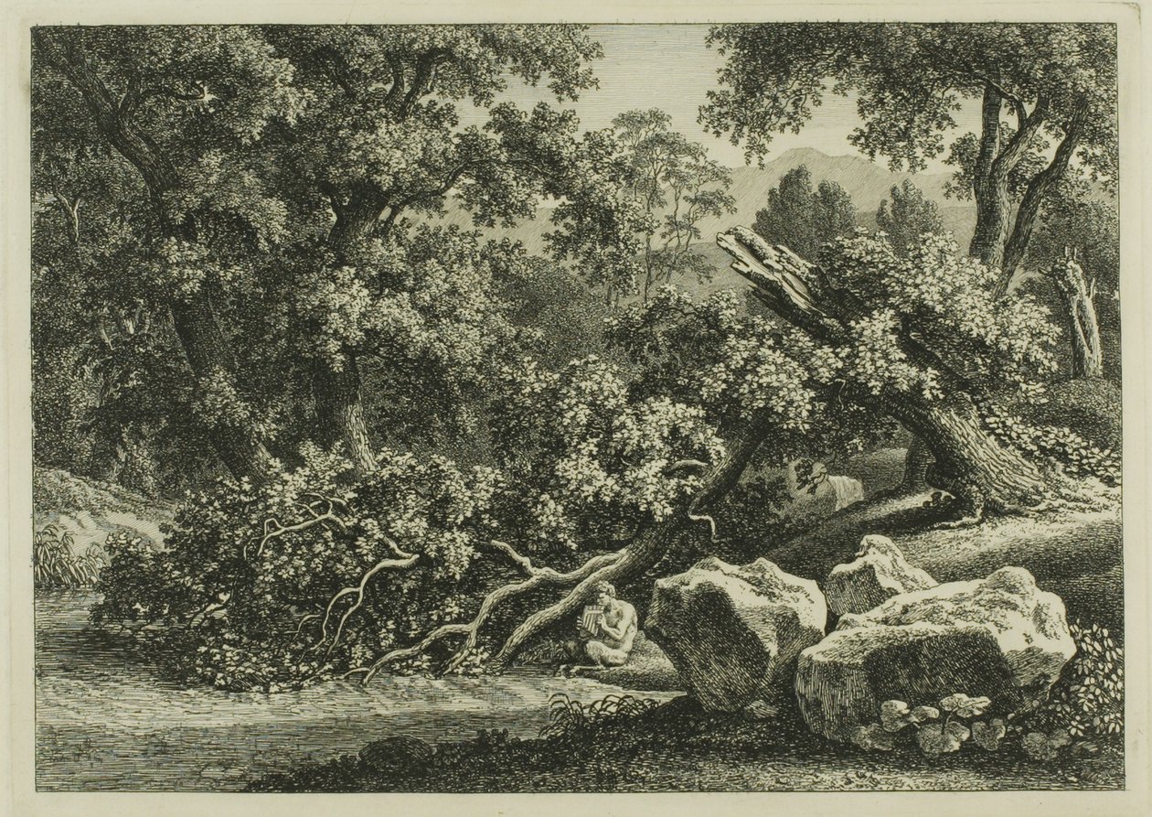 Pan Flüt Çalan Manzara by Johann Christian Reinhart