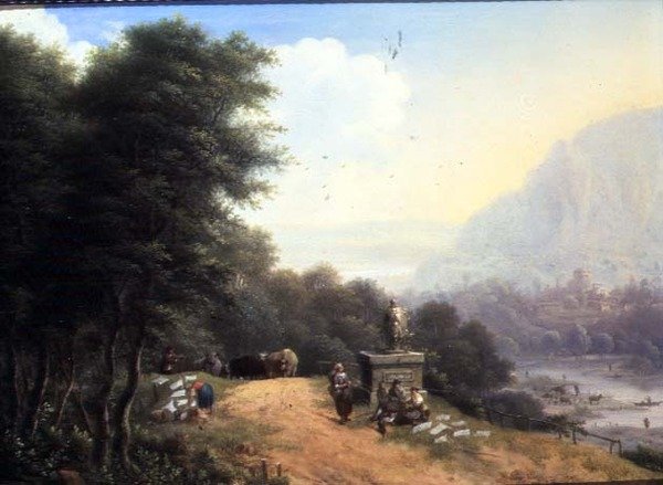 Çamaşırhane kadınlarla manzara by Johann Christian Vollerdt or Vollaert