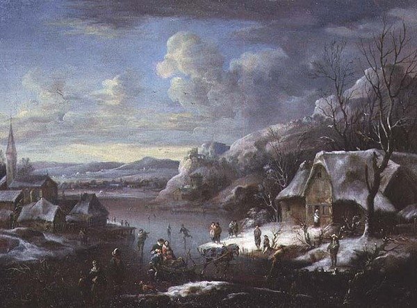 Sayısız Figürlü Kış Manzarası by Johann Christian Vollerdt or Vollaert