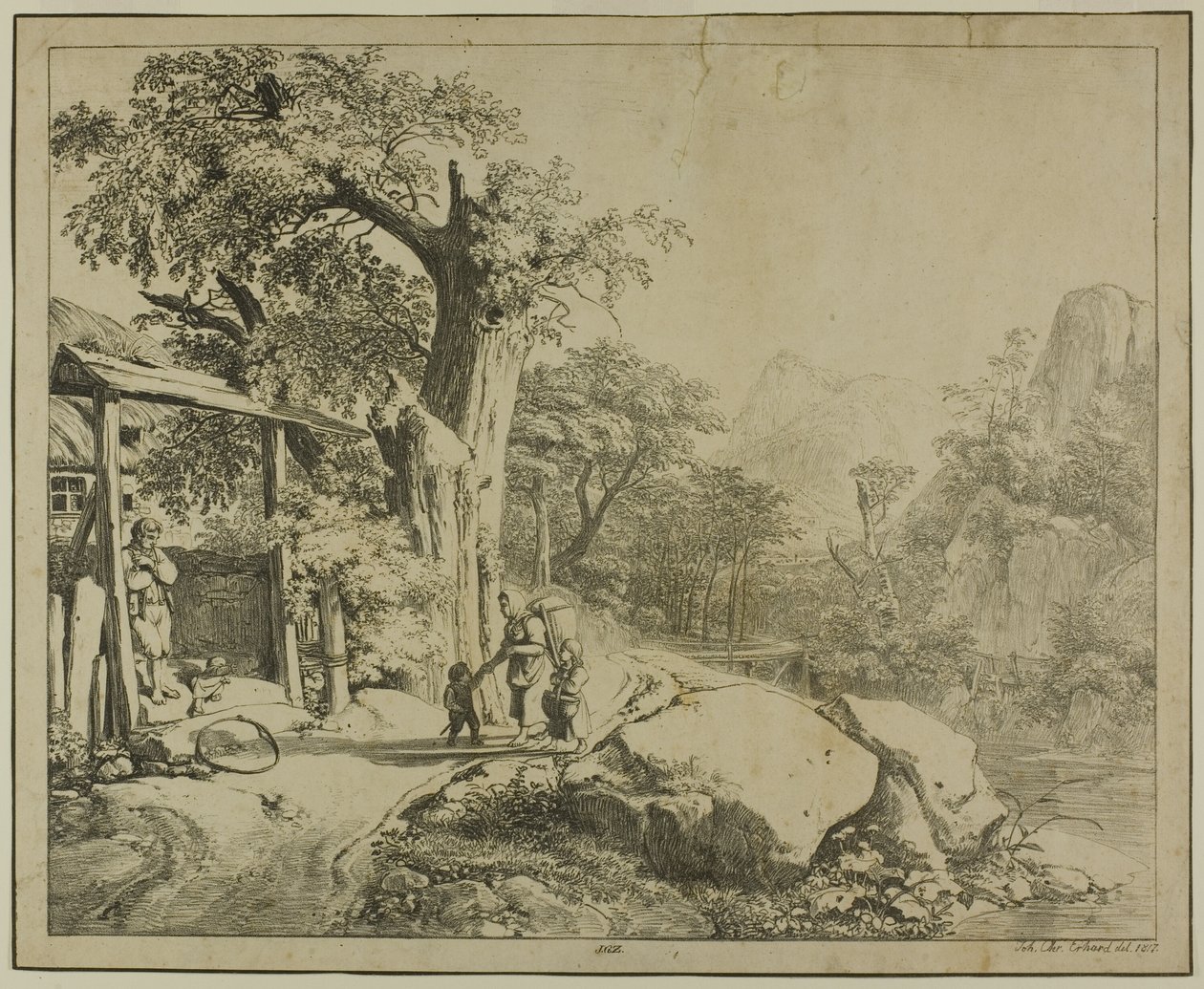 Staffage ile Dağ Manzarası by Johann Christoph Erhard