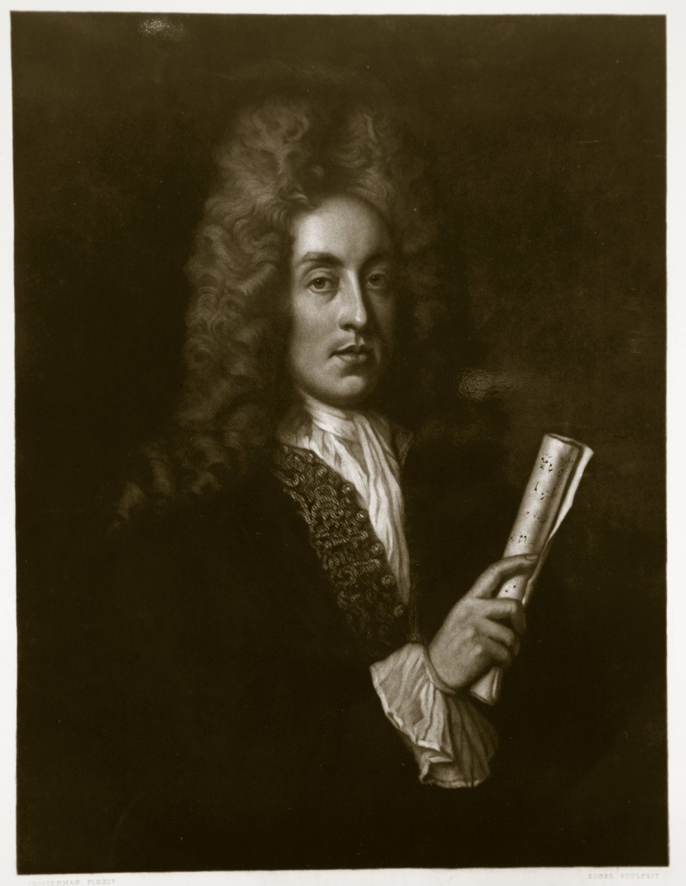 George J. Zobel (1810-81) tarafından oyulmuş Henry Purcell (1659-95) portresi by Johann Closterman