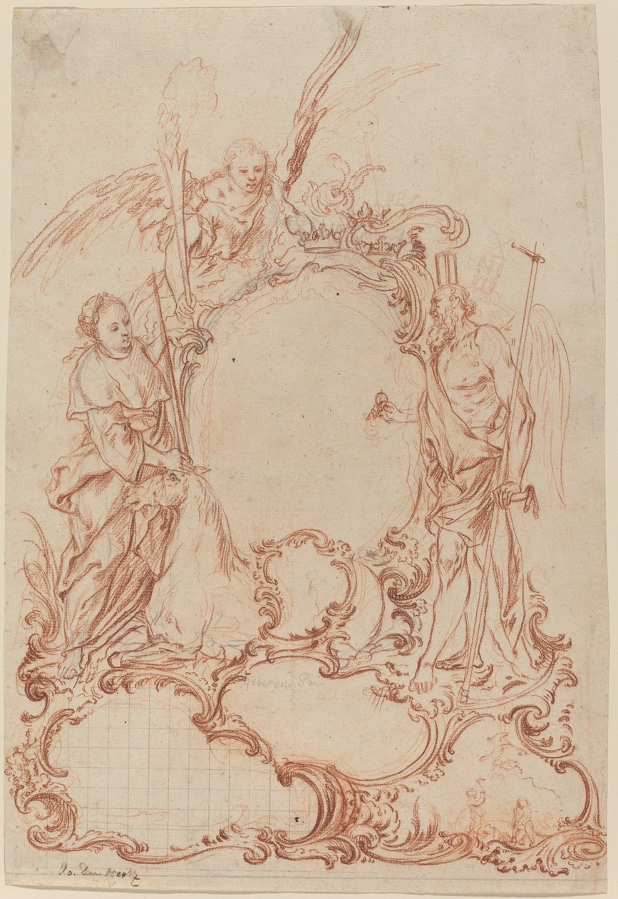 Alegorik Figürlü Rokoko Kartuş by Johann Daniel Herz the Elder