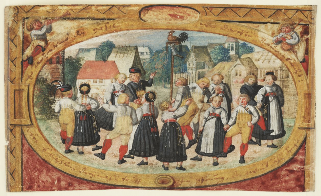 Bir çocuk oyununun minyatürü: horozun etrafında dans eden çocuklar by Johann Daniel Schmied