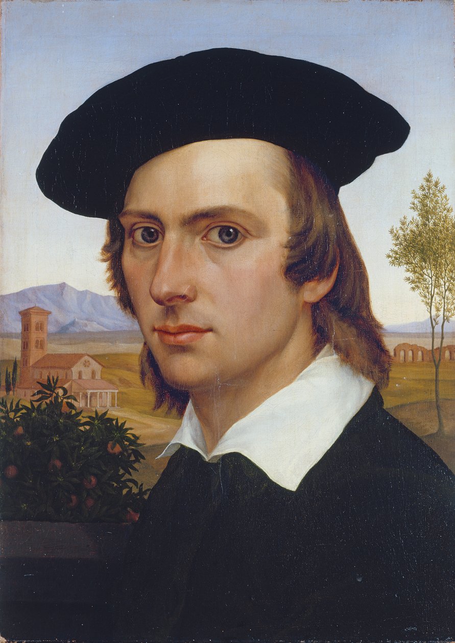 Roma Manzarası Önünde Bereli Otoportre by Johann David Passavant