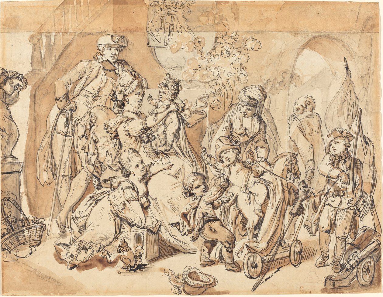 Oynayan Çocuklarla Mutlu Aile by Johann Eleazar Schenau