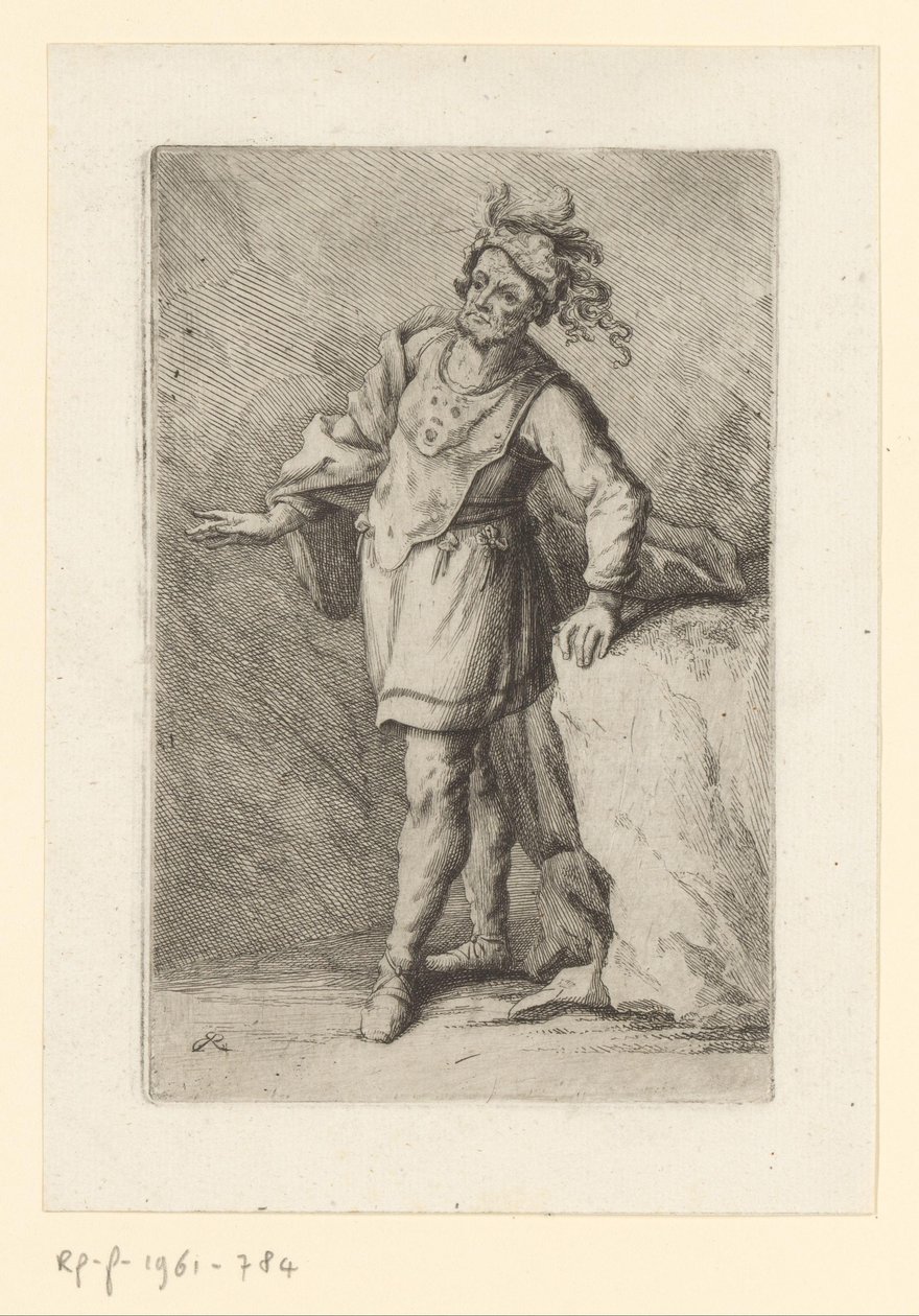 Tüylü bere ile ayakta savaşçı Klasik Antik Çağın Askerleri (dizi başlığı) by Johann Elias Ridinger