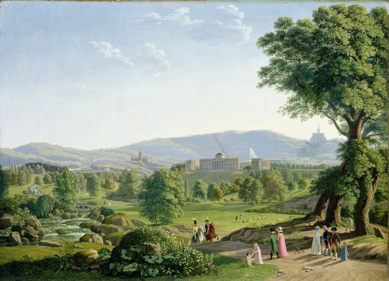 Habichtswald Ormanı ile Wilhelmshoehe Kalesi by Johann Erdmann Hummel