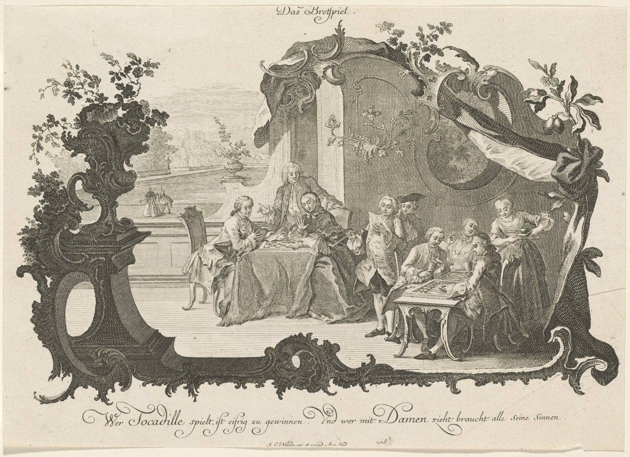 Das Brettspiel (Bayanlar ve Baylar, Masa Oyunları Oynayan) by Johann Esaias Nilson