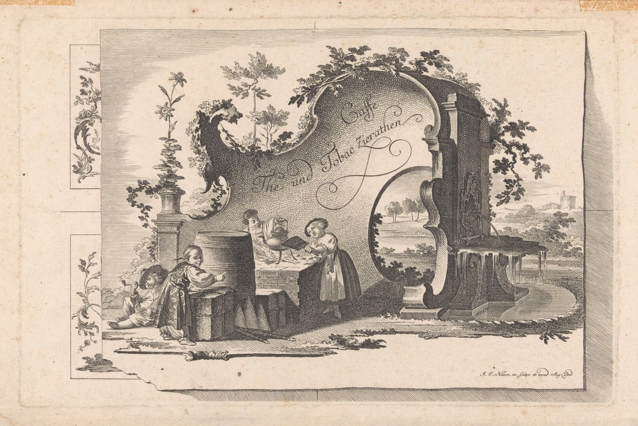Kahve ve theehuis Cafe The and Tobacco Selection (nesne üzerinde dizi başlığı) by Johann Esaias Nilson