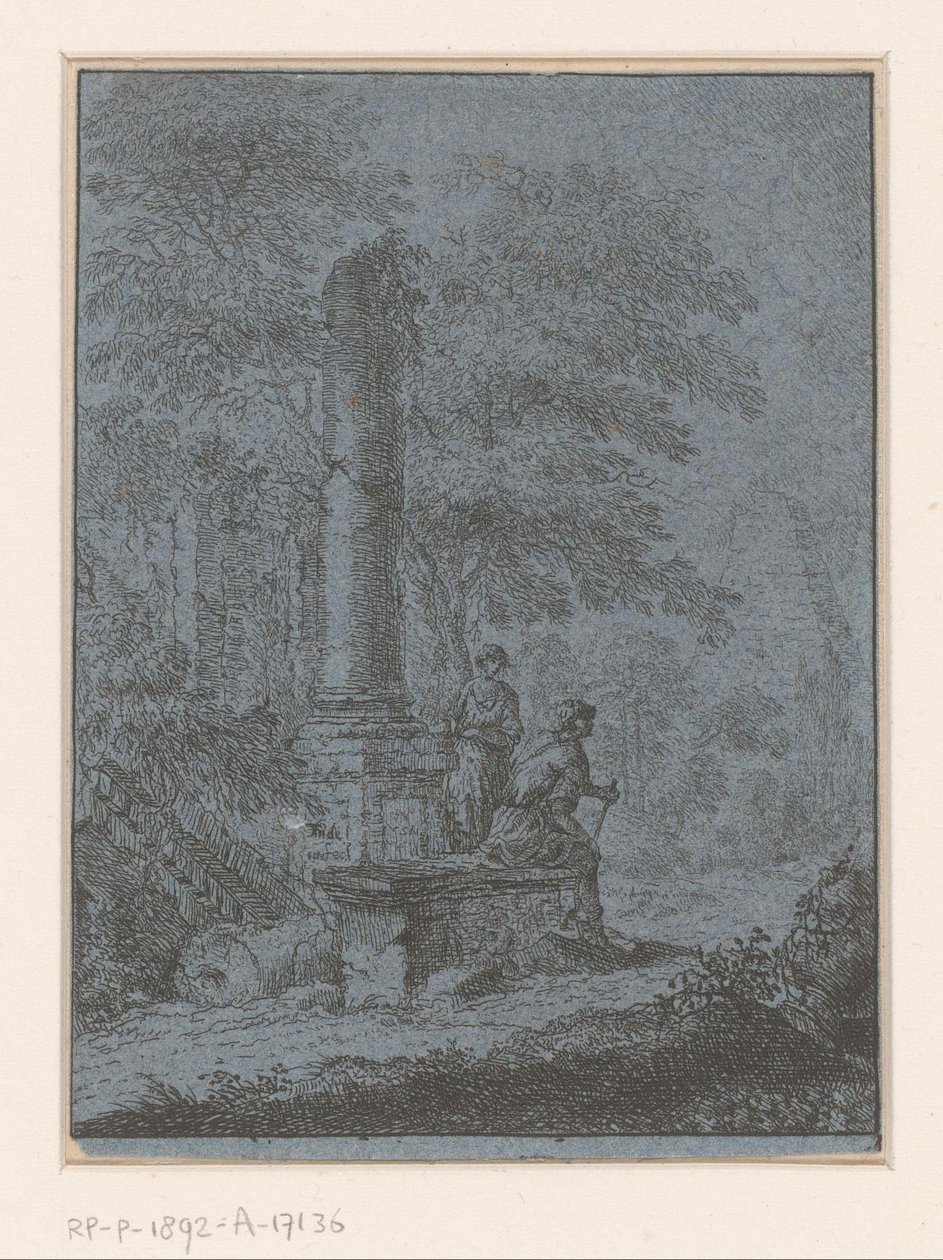 Kalıntılar ve iki figürlü manzara by Johann Friedrich Alexander Thiele