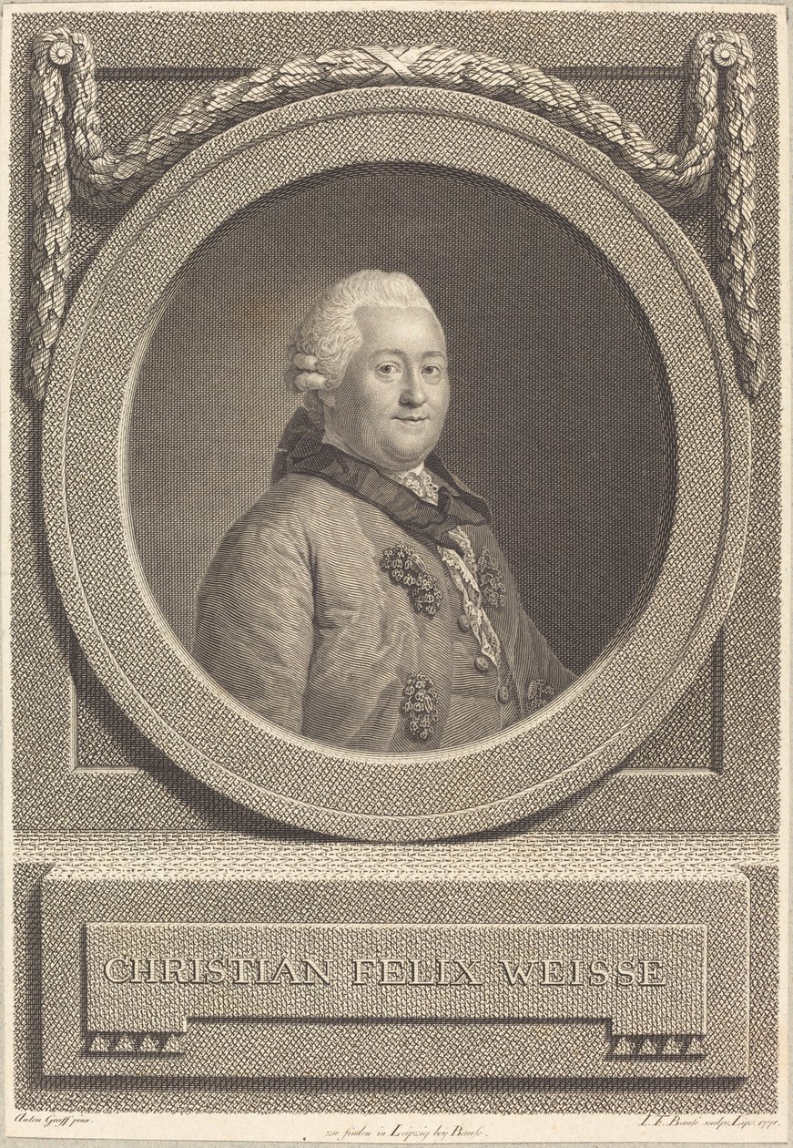 Hıristiyan Weisse by Johann Friedrich Bause after Anton Graff